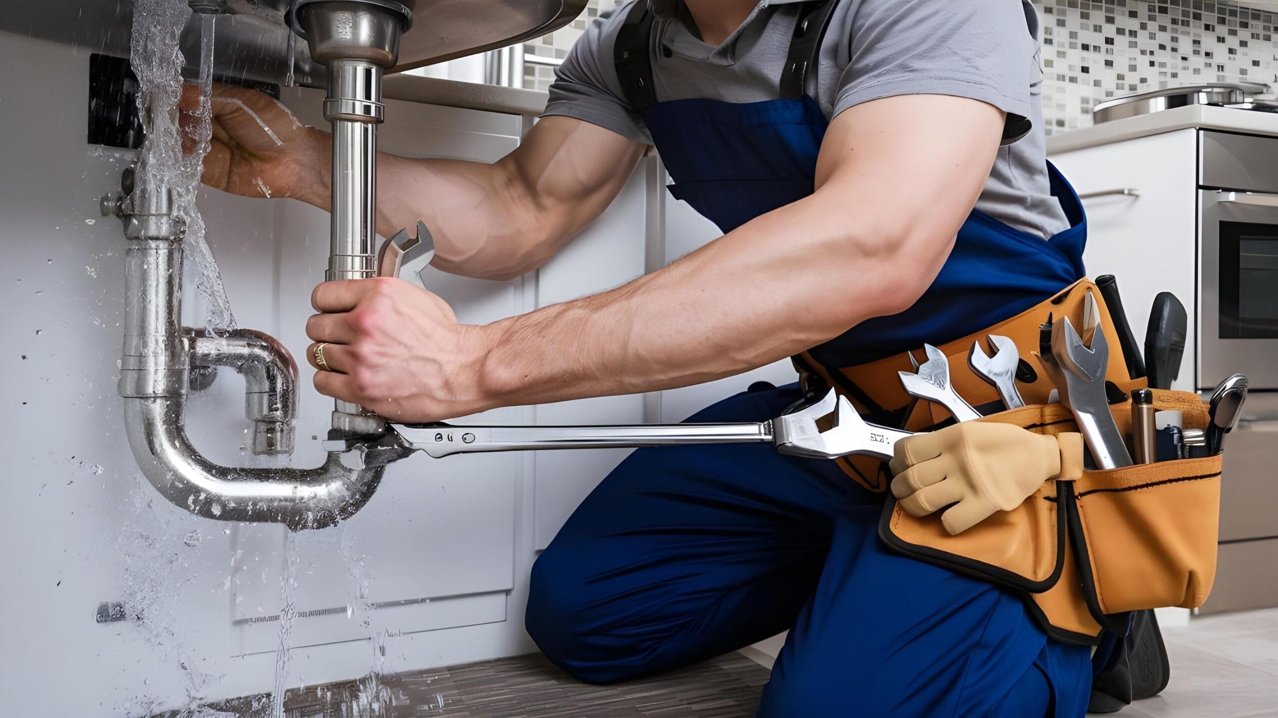 Plumber tightening a residential plumbing pipe in Seminole